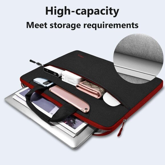 ✨ Men Black Shoulder Bag Compatible Briefcase with Front Inverted Laptop Bag - Picture 5 of 6